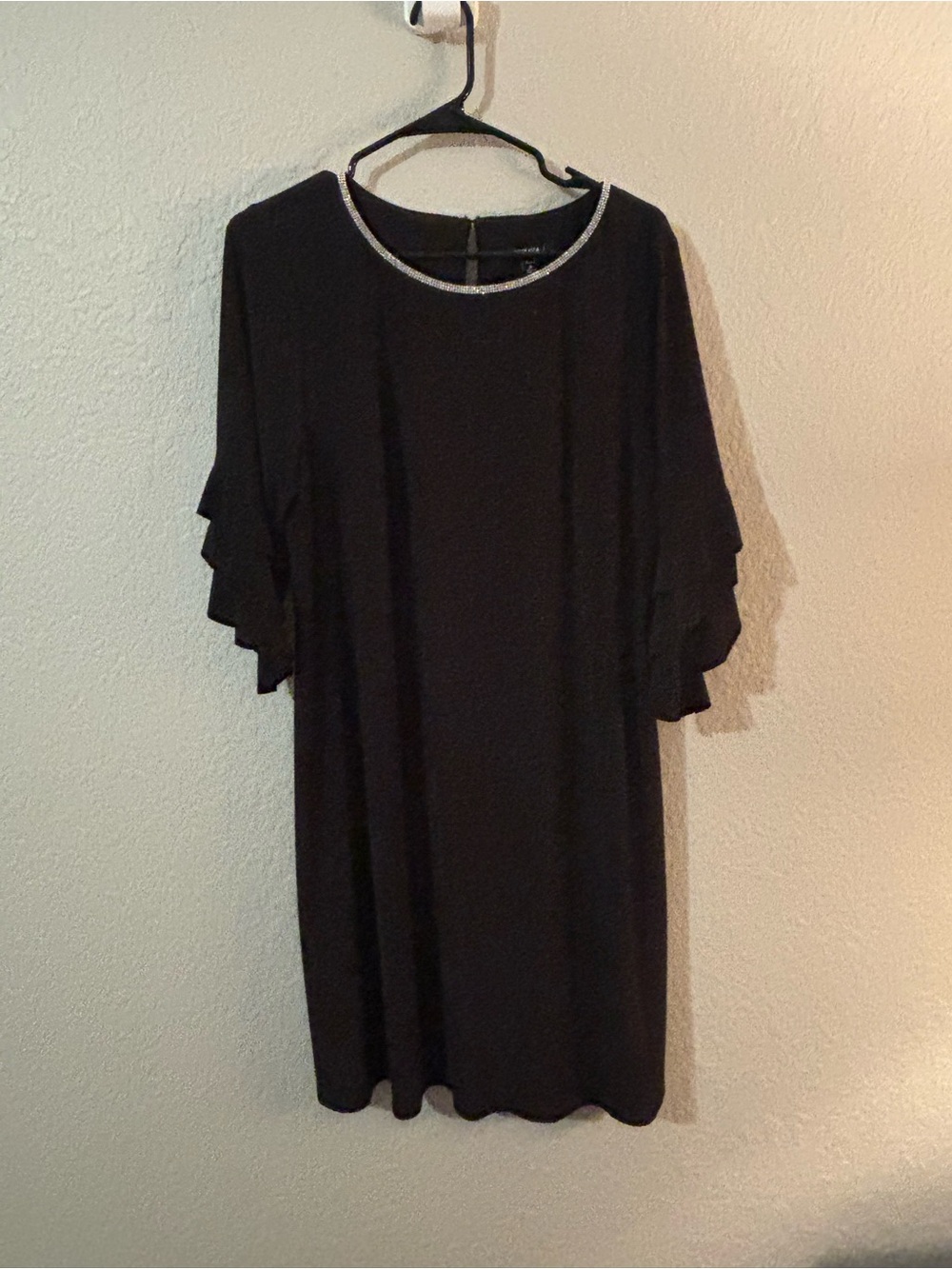Black Dress with Embellished Neckline